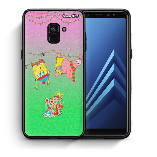 Θήκη Samsung A8 Xmas Lights από τη Smartfits με σχέδιο στο πίσω μέρος και μαύρο περίβλημα | Samsung A8 Xmas Lights case with colorful back and black bezels