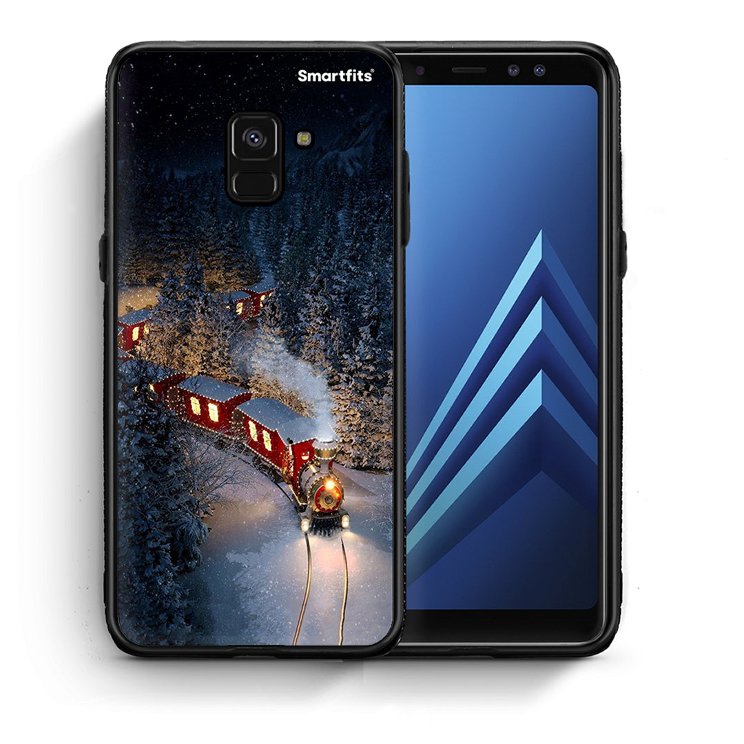 Θήκη Samsung A8 Xmas Train από τη Smartfits με σχέδιο στο πίσω μέρος και μαύρο περίβλημα | Samsung A8 Xmas Train case with colorful back and black bezels