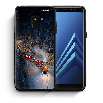 Θήκη Samsung A8 Xmas Train από τη Smartfits με σχέδιο στο πίσω μέρος και μαύρο περίβλημα | Samsung A8 Xmas Train case with colorful back and black bezels