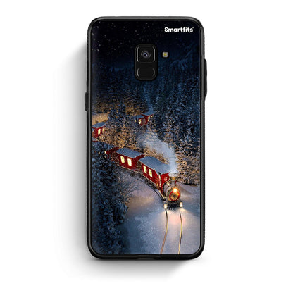 Samsung A8 Xmas Train θήκη από τη Smartfits με σχέδιο στο πίσω μέρος και μαύρο περίβλημα | Smartphone case with colorful back and black bezels by Smartfits