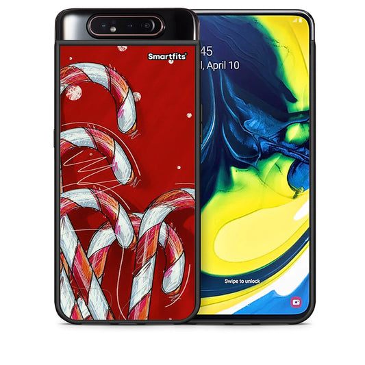 Θήκη Samsung A80 Candy Cane από τη Smartfits με σχέδιο στο πίσω μέρος και μαύρο περίβλημα | Samsung A80 Candy Cane case with colorful back and black bezels