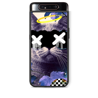 Samsung A80 Cat Collage θήκη από τη Smartfits με σχέδιο στο πίσω μέρος και μαύρο περίβλημα | Smartphone case with colorful back and black bezels by Smartfits