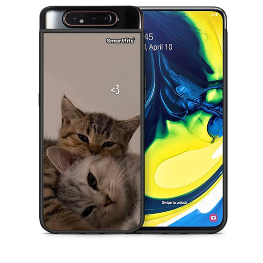 Θήκη Samsung A80 Cats In Love από τη Smartfits με σχέδιο στο πίσω μέρος και μαύρο περίβλημα | Samsung A80 Cats In Love case with colorful back and black bezels