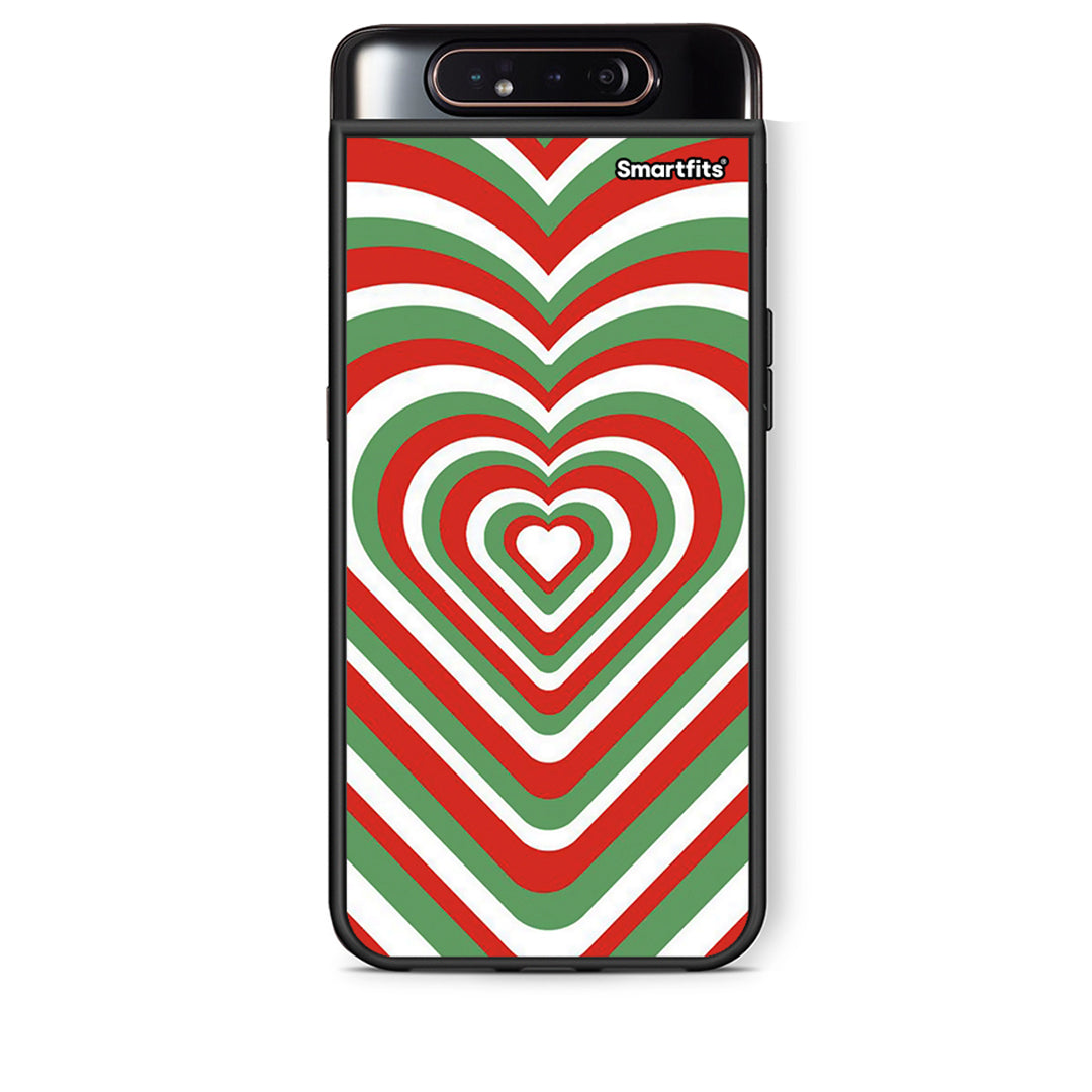 Samsung A80 Christmas Hearts θήκη από τη Smartfits με σχέδιο στο πίσω μέρος και μαύρο περίβλημα | Smartphone case with colorful back and black bezels by Smartfits