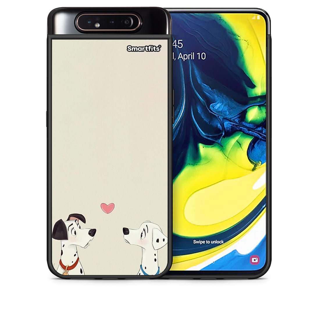 Θήκη Samsung A80 Dalmatians Love από τη Smartfits με σχέδιο στο πίσω μέρος και μαύρο περίβλημα | Samsung A80 Dalmatians Love case with colorful back and black bezels