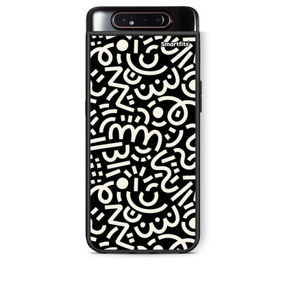 Samsung A80 Doodle Art Θήκη από τη Smartfits με σχέδιο στο πίσω μέρος και μαύρο περίβλημα | Smartphone case with colorful back and black bezels by Smartfits