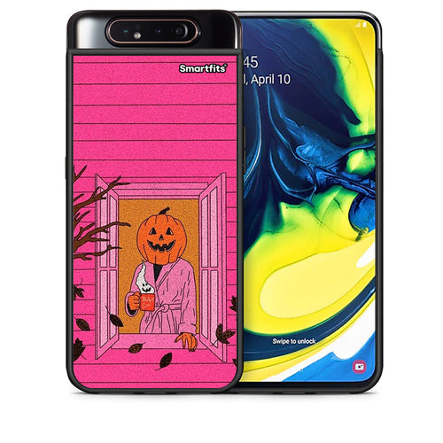 Θήκη Samsung A80 Halloween Pumpkin Lady από τη Smartfits με σχέδιο στο πίσω μέρος και μαύρο περίβλημα | Samsung A80 Halloween Pumpkin Lady case with colorful back and black bezels