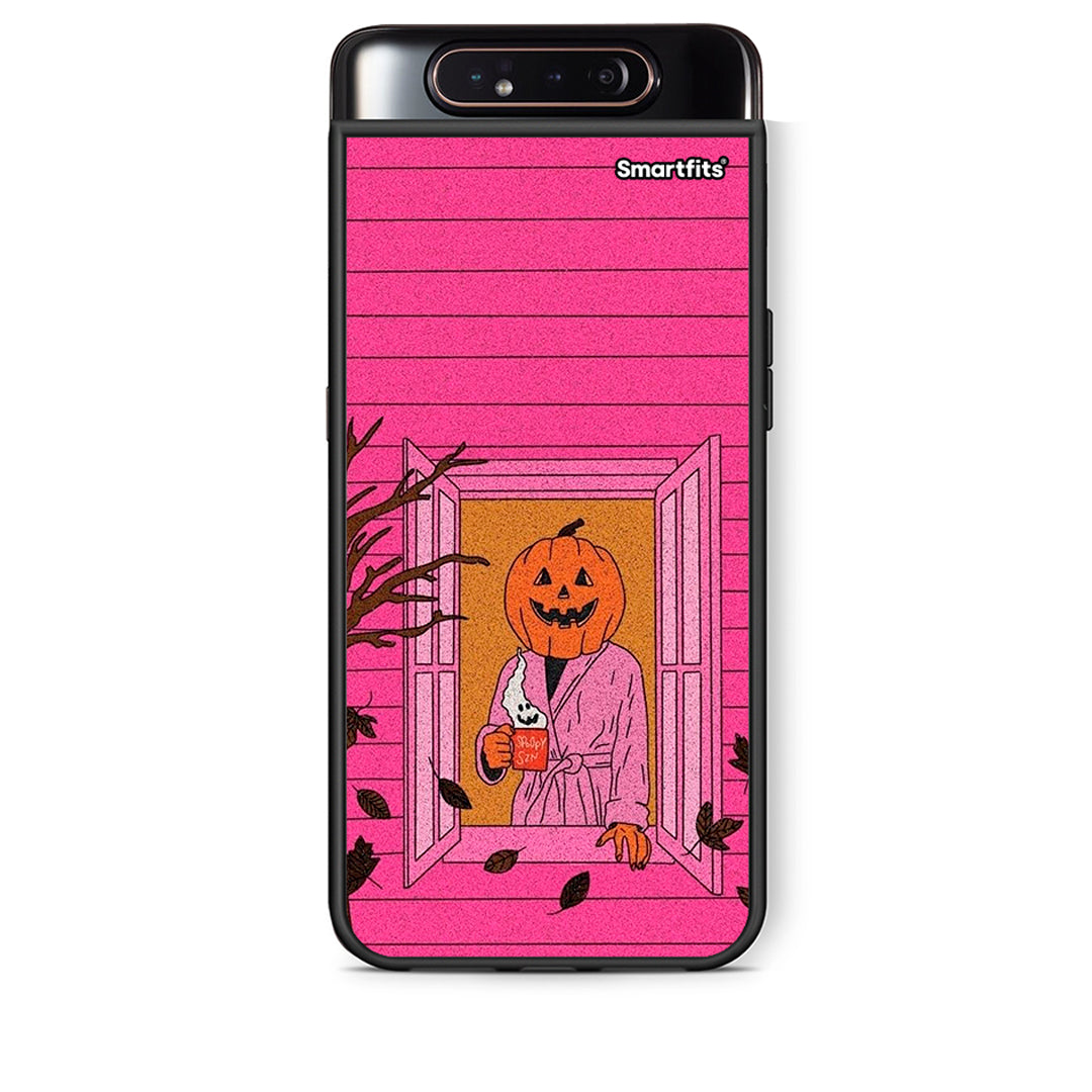 Samsung A80 Halloween Pumpkin Lady Θήκη από τη Smartfits με σχέδιο στο πίσω μέρος και μαύρο περίβλημα | Smartphone case with colorful back and black bezels by Smartfits