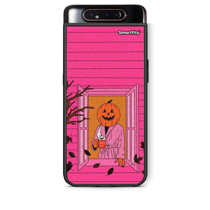 Samsung A80 Halloween Pumpkin Lady Θήκη από τη Smartfits με σχέδιο στο πίσω μέρος και μαύρο περίβλημα | Smartphone case with colorful back and black bezels by Smartfits