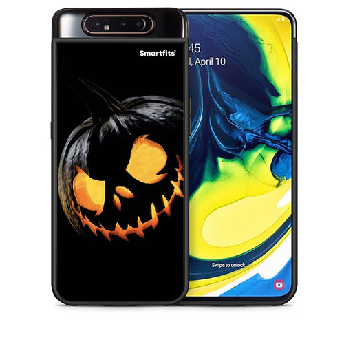 Θήκη Samsung A80 Halloween Scary Pumpkin από τη Smartfits με σχέδιο στο πίσω μέρος και μαύρο περίβλημα | Samsung A80 Halloween Scary Pumpkin case with colorful back and black bezels
