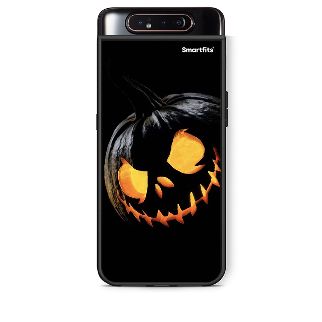 Samsung A80 Halloween Scary Pumpkin Θήκη από τη Smartfits με σχέδιο στο πίσω μέρος και μαύρο περίβλημα | Smartphone case with colorful back and black bezels by Smartfits