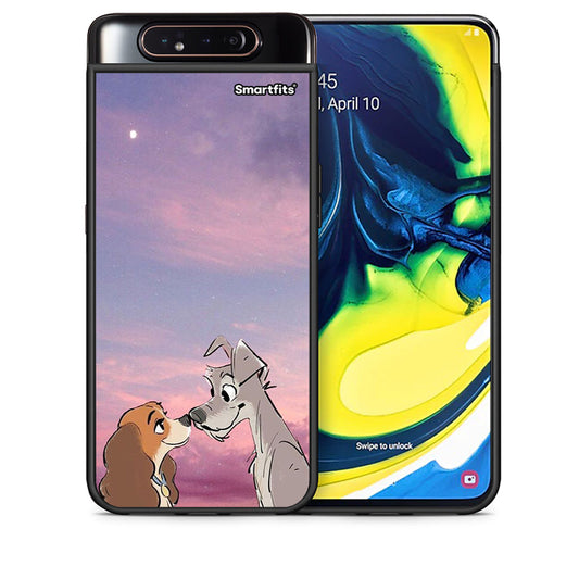 Θήκη Samsung A80 Lady And Tramp από τη Smartfits με σχέδιο στο πίσω μέρος και μαύρο περίβλημα | Samsung A80 Lady And Tramp case with colorful back and black bezels