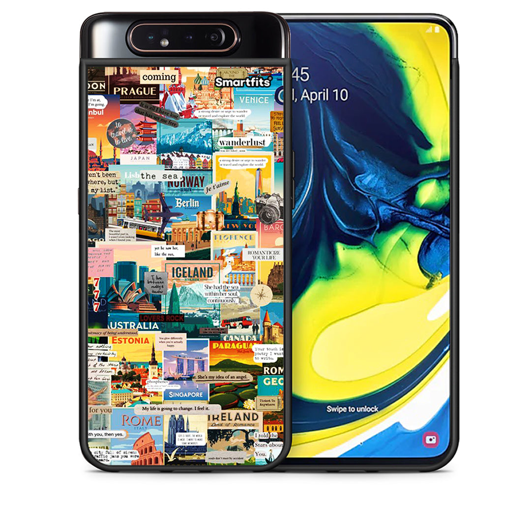 Θήκη Samsung A80 Live To Travel από τη Smartfits με σχέδιο στο πίσω μέρος και μαύρο περίβλημα | Samsung A80 Live To Travel case with colorful back and black bezels