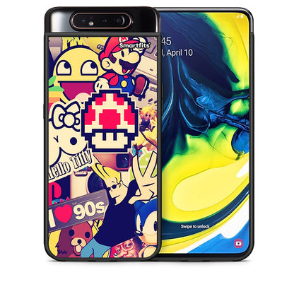 Θήκη Samsung A80 Love The 90s από τη Smartfits με σχέδιο στο πίσω μέρος και μαύρο περίβλημα | Samsung A80 Love The 90s case with colorful back and black bezels