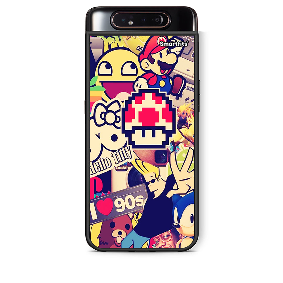 Samsung A80 Love The 90s θήκη από τη Smartfits με σχέδιο στο πίσω μέρος και μαύρο περίβλημα | Smartphone case with colorful back and black bezels by Smartfits
