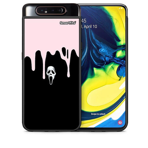 Θήκη Samsung A80 Melting Halloween Mask από τη Smartfits με σχέδιο στο πίσω μέρος και μαύρο περίβλημα | Samsung A80 Melting Halloween Mask case with colorful back and black bezels