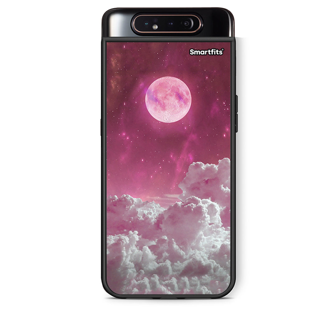 Samsung A80 Pink Moon Θήκη από τη Smartfits με σχέδιο στο πίσω μέρος και μαύρο περίβλημα | Smartphone case with colorful back and black bezels by Smartfits