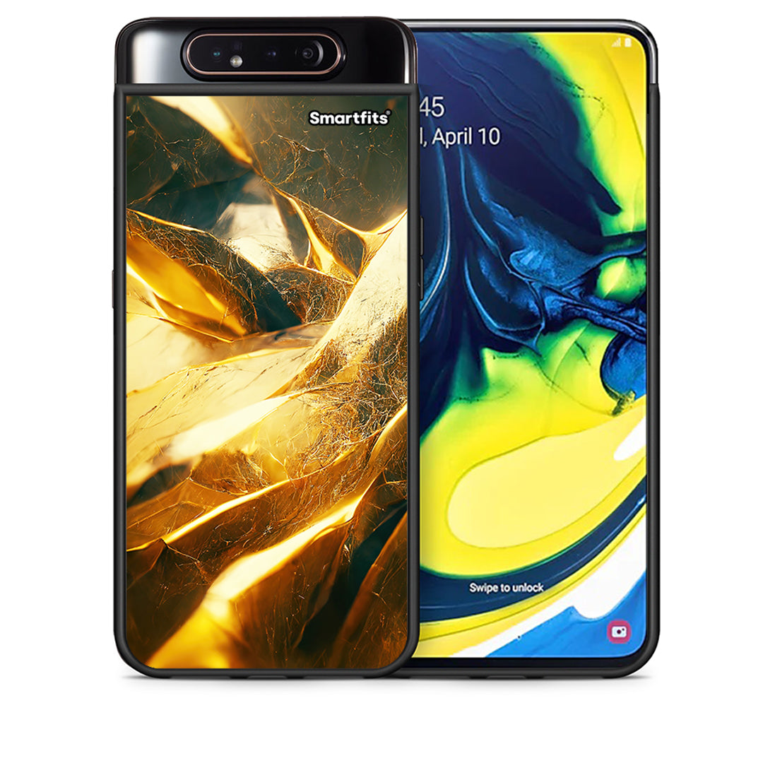 Θήκη Samsung A80 Real Gold από τη Smartfits με σχέδιο στο πίσω μέρος και μαύρο περίβλημα | Samsung A80 Real Gold case with colorful back and black bezels
