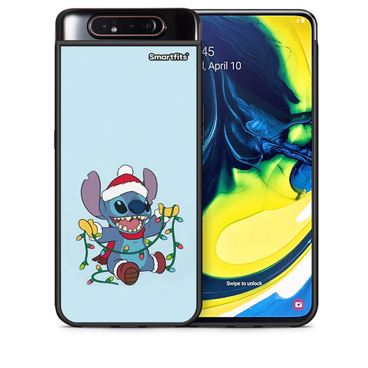 Θήκη Samsung A80 Santa Stich από τη Smartfits με σχέδιο στο πίσω μέρος και μαύρο περίβλημα | Samsung A80 Santa Stich case with colorful back and black bezels
