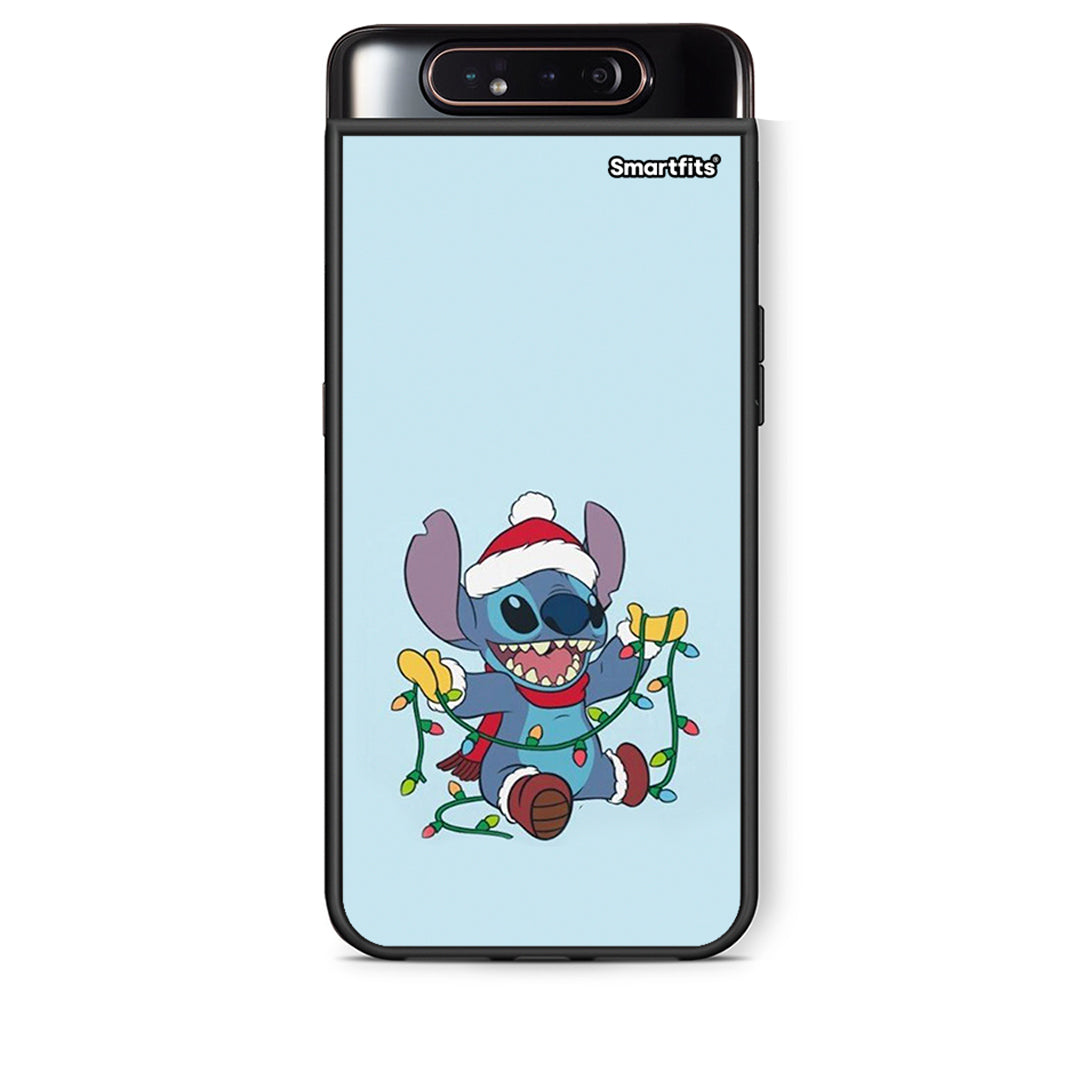 Samsung A80 Santa Stich θήκη από τη Smartfits με σχέδιο στο πίσω μέρος και μαύρο περίβλημα | Smartphone case with colorful back and black bezels by Smartfits