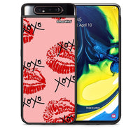 Thumbnail for Θήκη Samsung A80 XOXO Lips από τη Smartfits με σχέδιο στο πίσω μέρος και μαύρο περίβλημα | Samsung A80 XOXO Lips case with colorful back and black bezels