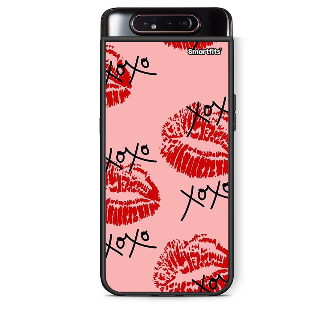 Samsung A80 XOXO Lips θήκη από τη Smartfits με σχέδιο στο πίσω μέρος και μαύρο περίβλημα | Smartphone case with colorful back and black bezels by Smartfits
