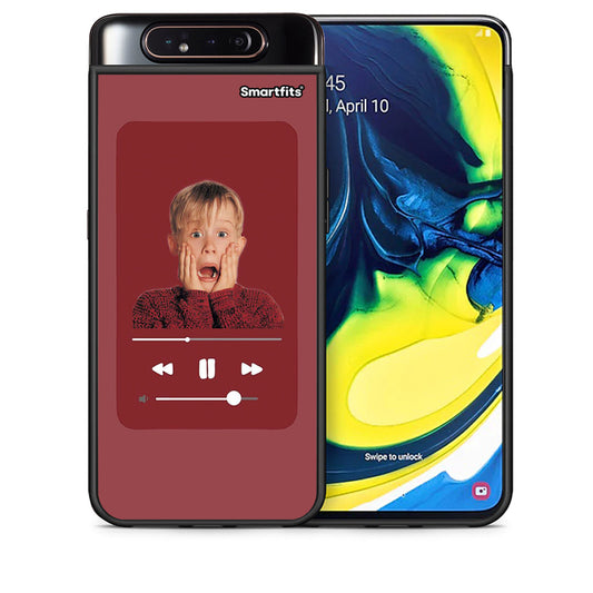 Θήκη Samsung A80 Xmas Alone Music από τη Smartfits με σχέδιο στο πίσω μέρος και μαύρο περίβλημα | Samsung A80 Xmas Alone Music case with colorful back and black bezels