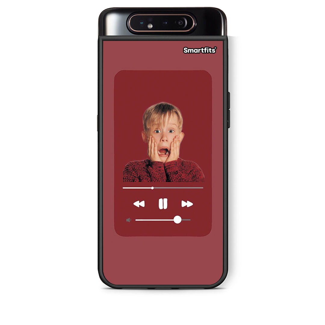 Samsung A80 Xmas Alone Music θήκη από τη Smartfits με σχέδιο στο πίσω μέρος και μαύρο περίβλημα | Smartphone case with colorful back and black bezels by Smartfits