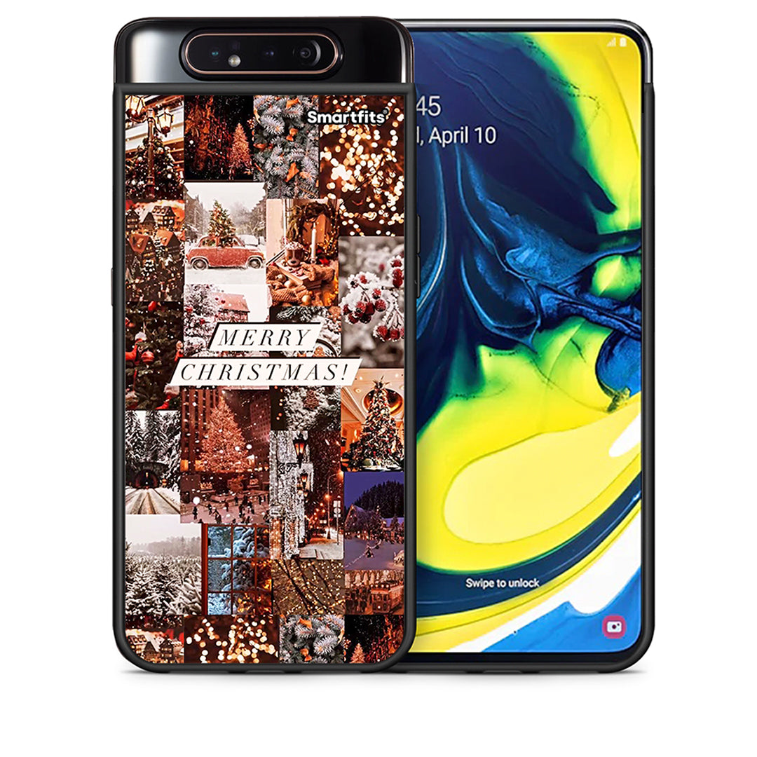 Θήκη Samsung A80 Xmas Collage από τη Smartfits με σχέδιο στο πίσω μέρος και μαύρο περίβλημα | Samsung A80 Xmas Collage case with colorful back and black bezels