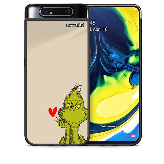 Θήκη Samsung A80 Xmas Grinch από τη Smartfits με σχέδιο στο πίσω μέρος και μαύρο περίβλημα | Samsung A80 Xmas Grinch case with colorful back and black bezels