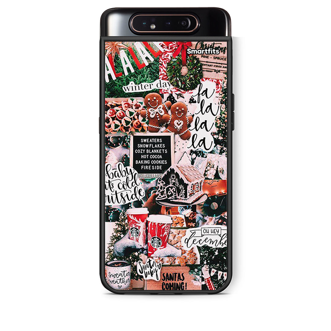 Samsung A80 Xmas Habbits θήκη από τη Smartfits με σχέδιο στο πίσω μέρος και μαύρο περίβλημα | Smartphone case with colorful back and black bezels by Smartfits