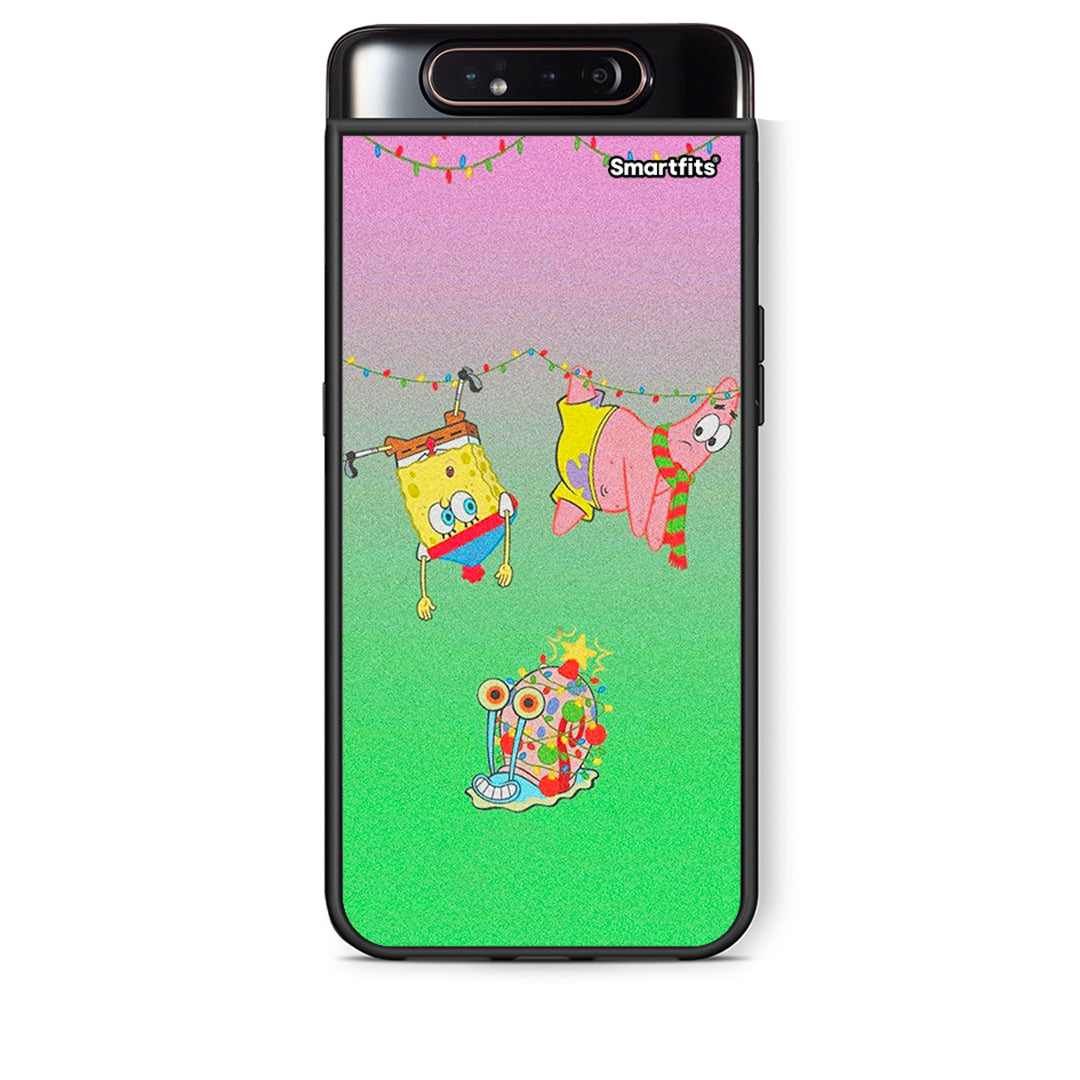 Samsung A80 Xmas Lights θήκη από τη Smartfits με σχέδιο στο πίσω μέρος και μαύρο περίβλημα | Smartphone case with colorful back and black bezels by Smartfits