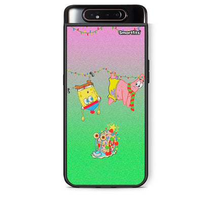 Samsung A80 Xmas Lights θήκη από τη Smartfits με σχέδιο στο πίσω μέρος και μαύρο περίβλημα | Smartphone case with colorful back and black bezels by Smartfits