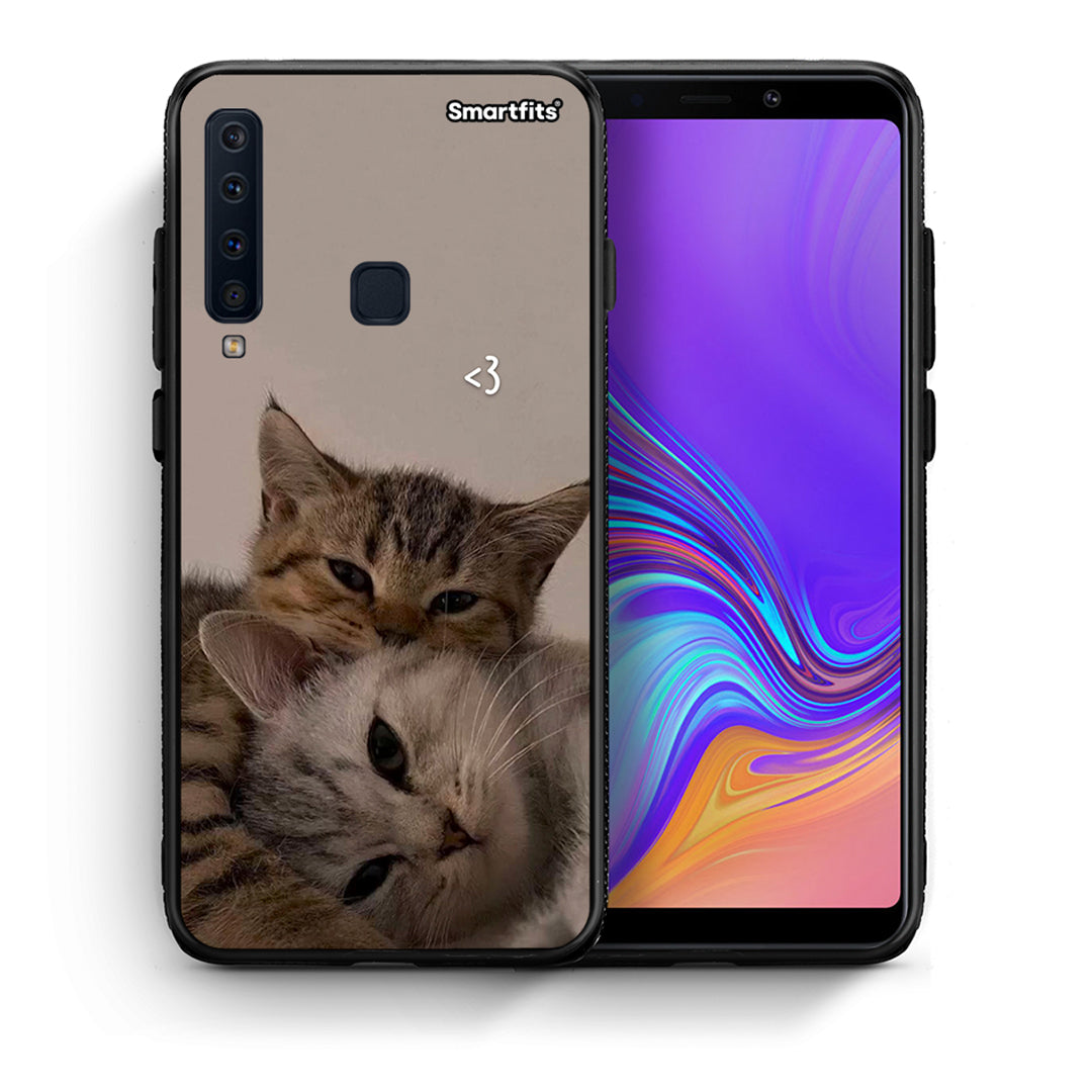 Θήκη Samsung A9 Cats In Love από τη Smartfits με σχέδιο στο πίσω μέρος και μαύρο περίβλημα | Samsung A9 Cats In Love case with colorful back and black bezels