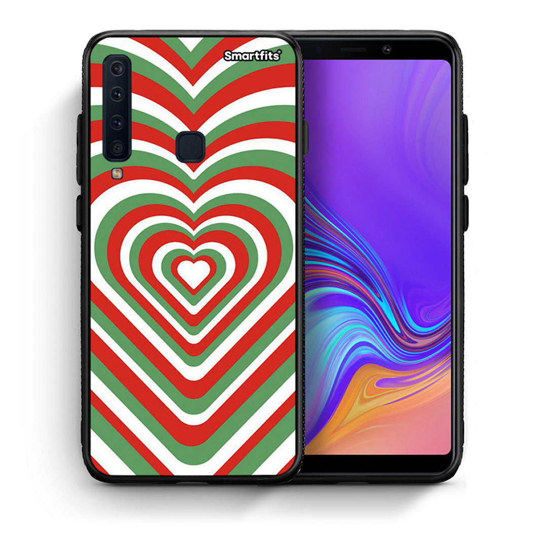 Θήκη Samsung A9 Christmas Hearts από τη Smartfits με σχέδιο στο πίσω μέρος και μαύρο περίβλημα | Samsung A9 Christmas Hearts case with colorful back and black bezels