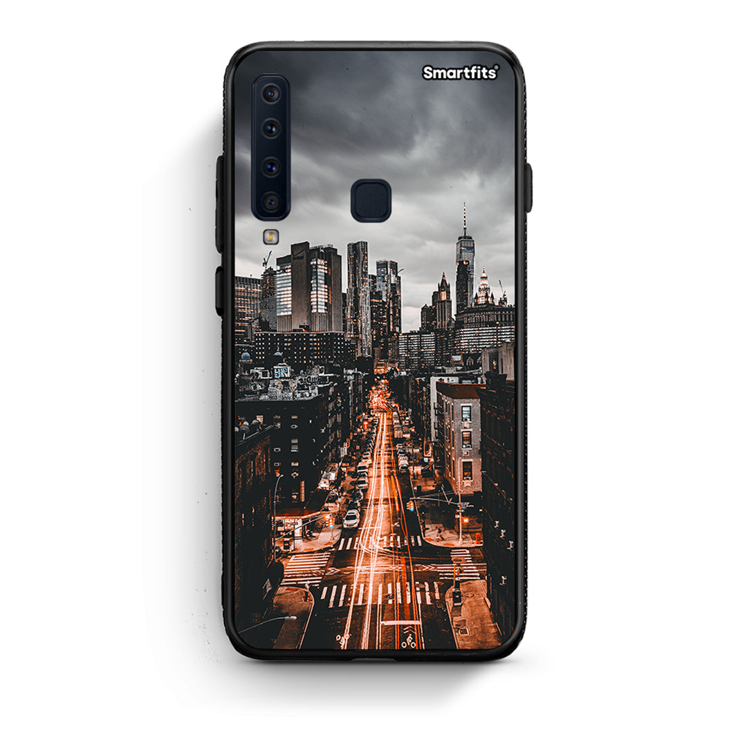 samsung a9 City Lights θήκη από τη Smartfits με σχέδιο στο πίσω μέρος και μαύρο περίβλημα | Smartphone case with colorful back and black bezels by Smartfits