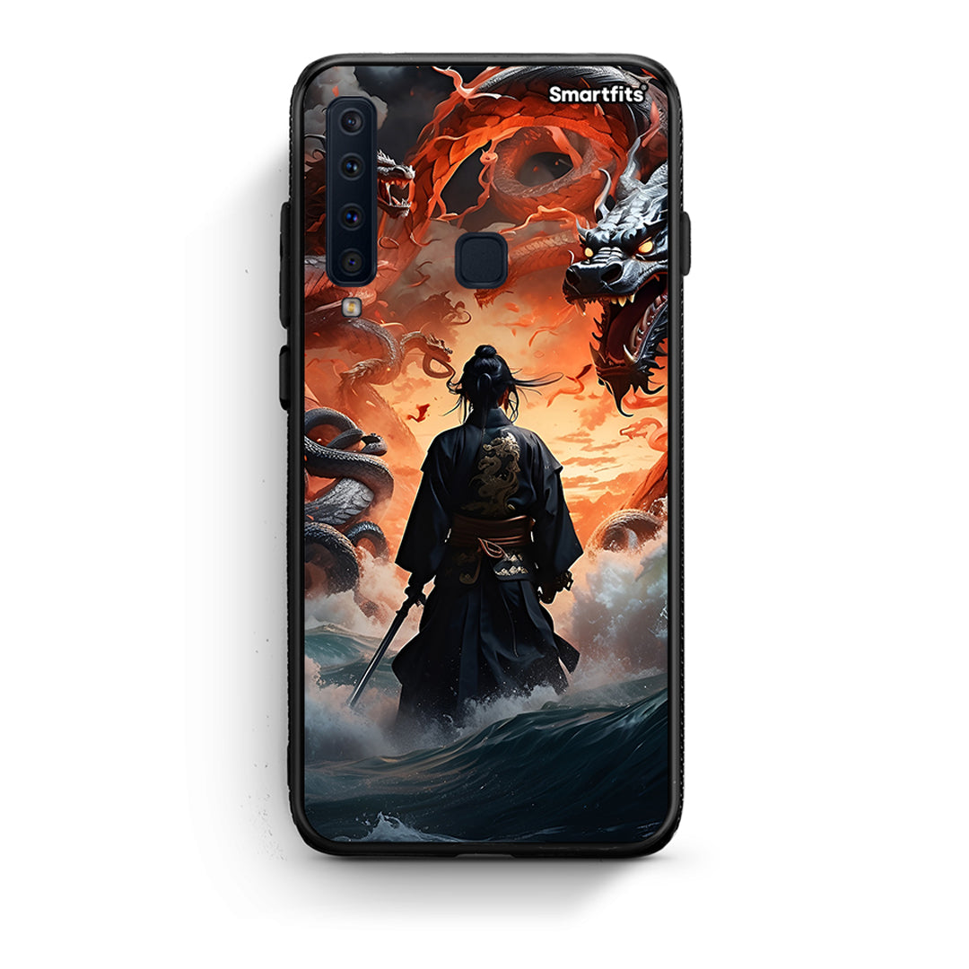 samsung a9 Dragons Fight θήκη από τη Smartfits με σχέδιο στο πίσω μέρος και μαύρο περίβλημα | Smartphone case with colorful back and black bezels by Smartfits