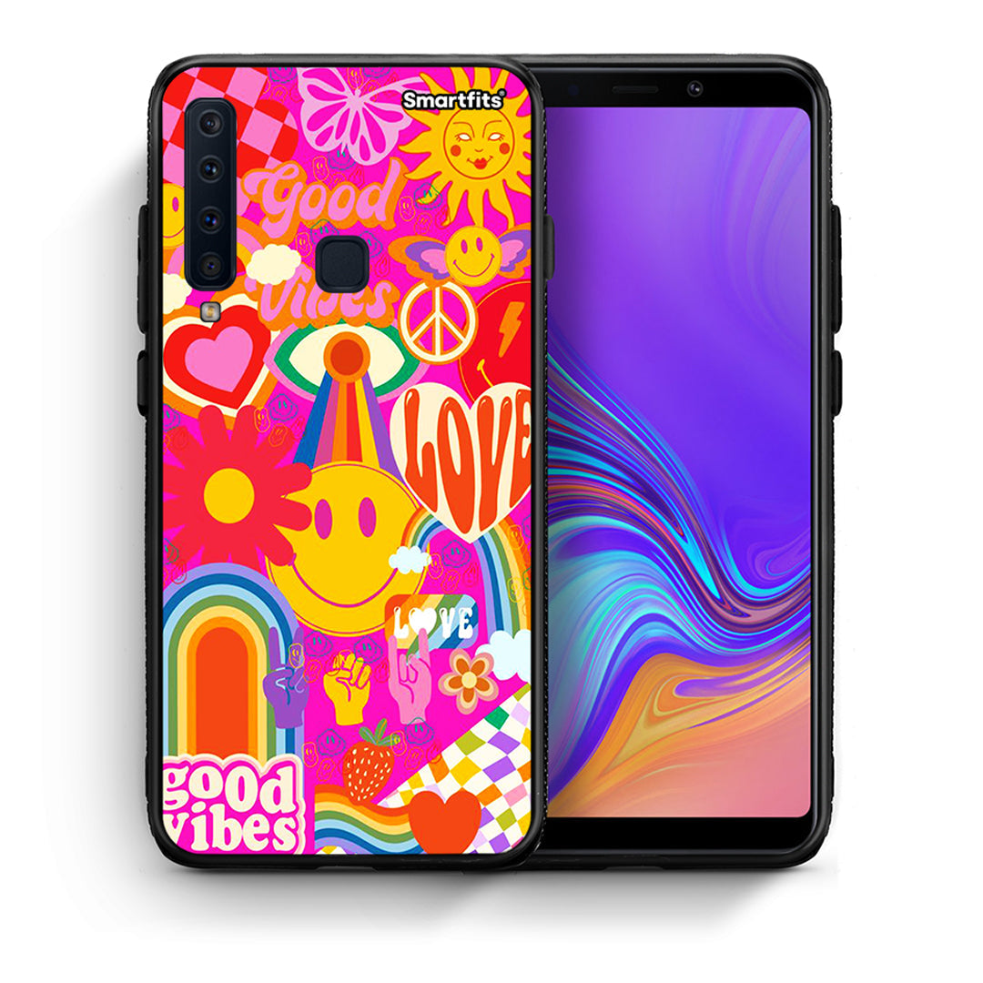 Θήκη Samsung A9 Hippie Love από τη Smartfits με σχέδιο στο πίσω μέρος και μαύρο περίβλημα | Samsung A9 Hippie Love case with colorful back and black bezels