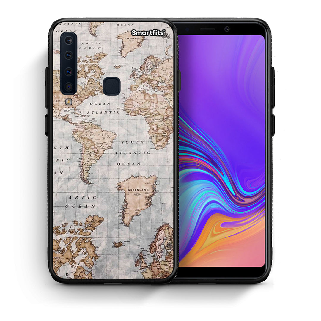 Θήκη Samsung A9 World Map από τη Smartfits με σχέδιο στο πίσω μέρος και μαύρο περίβλημα | Samsung A9 World Map case with colorful back and black bezels