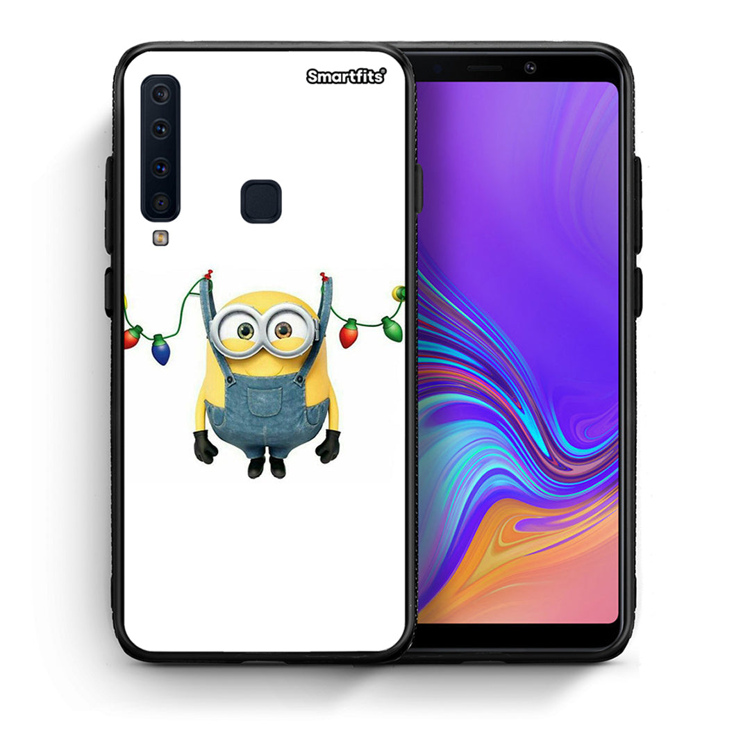 Θήκη Samsung A9 Xmas Minion Lights από τη Smartfits με σχέδιο στο πίσω μέρος και μαύρο περίβλημα | Samsung A9 Xmas Minion Lights case with colorful back and black bezels