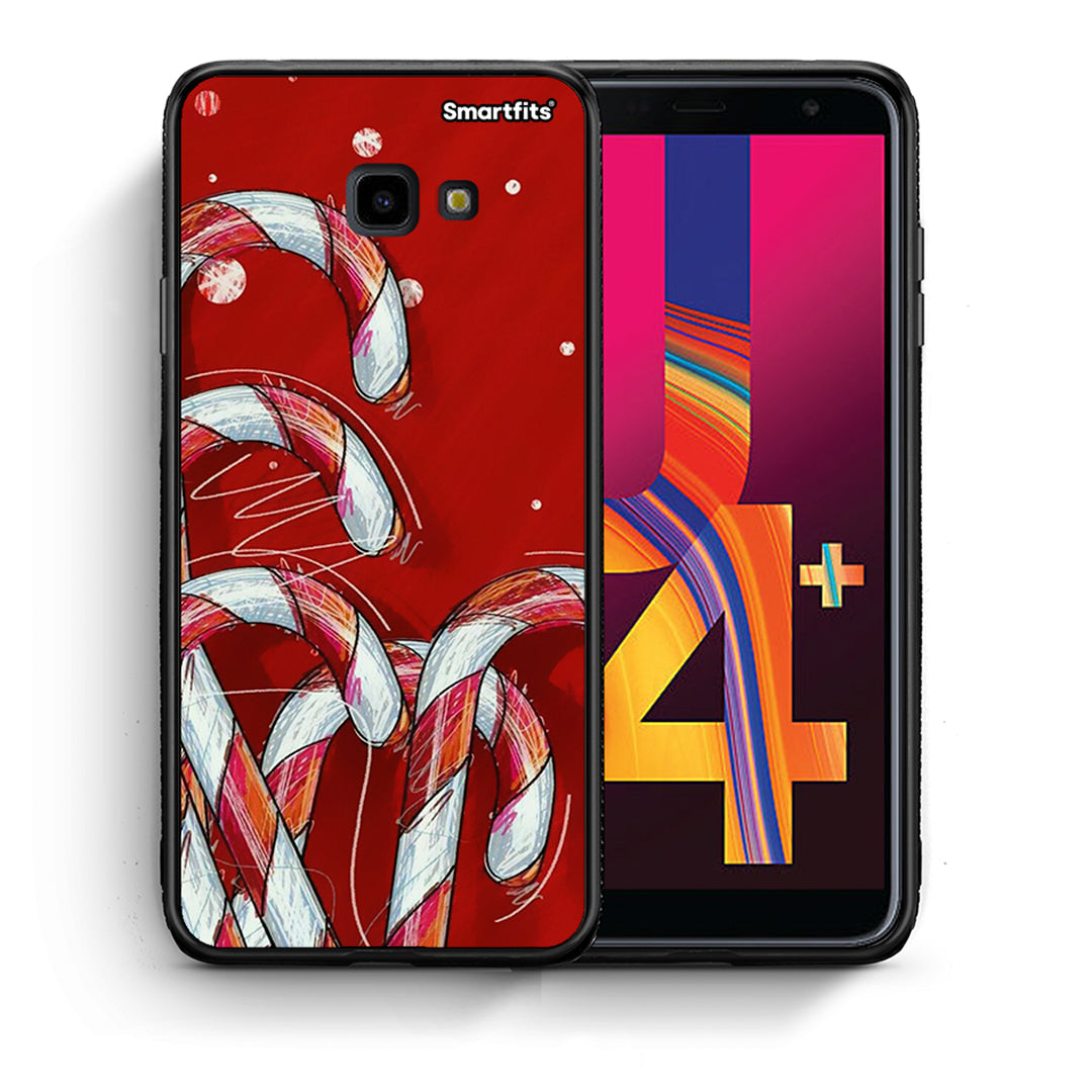 Θήκη Samsung J4 Plus Candy Cane από τη Smartfits με σχέδιο στο πίσω μέρος και μαύρο περίβλημα | Samsung J4 Plus Candy Cane case with colorful back and black bezels