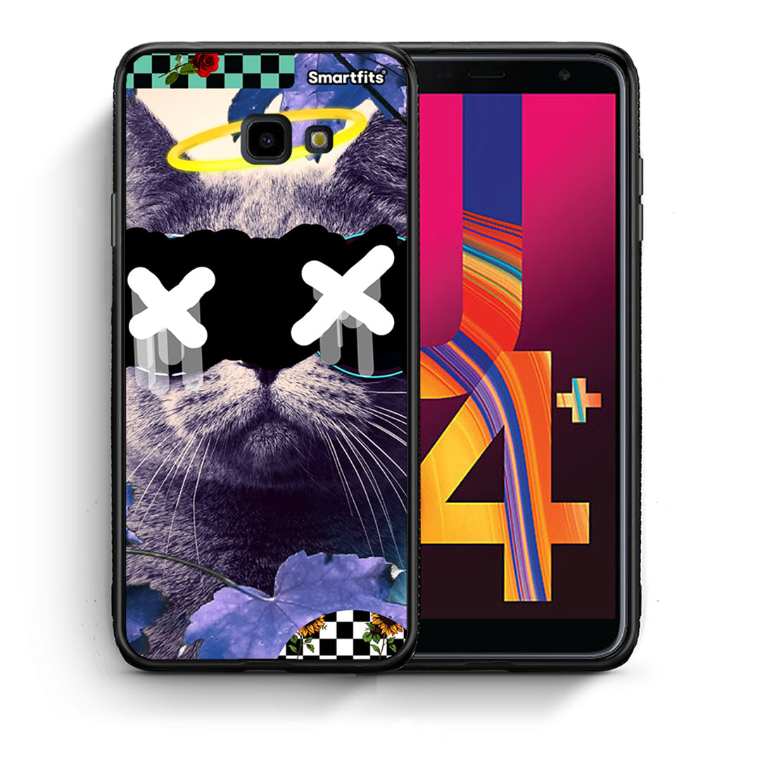 Θήκη Samsung J4 Plus Cat Collage από τη Smartfits με σχέδιο στο πίσω μέρος και μαύρο περίβλημα | Samsung J4 Plus Cat Collage case with colorful back and black bezels