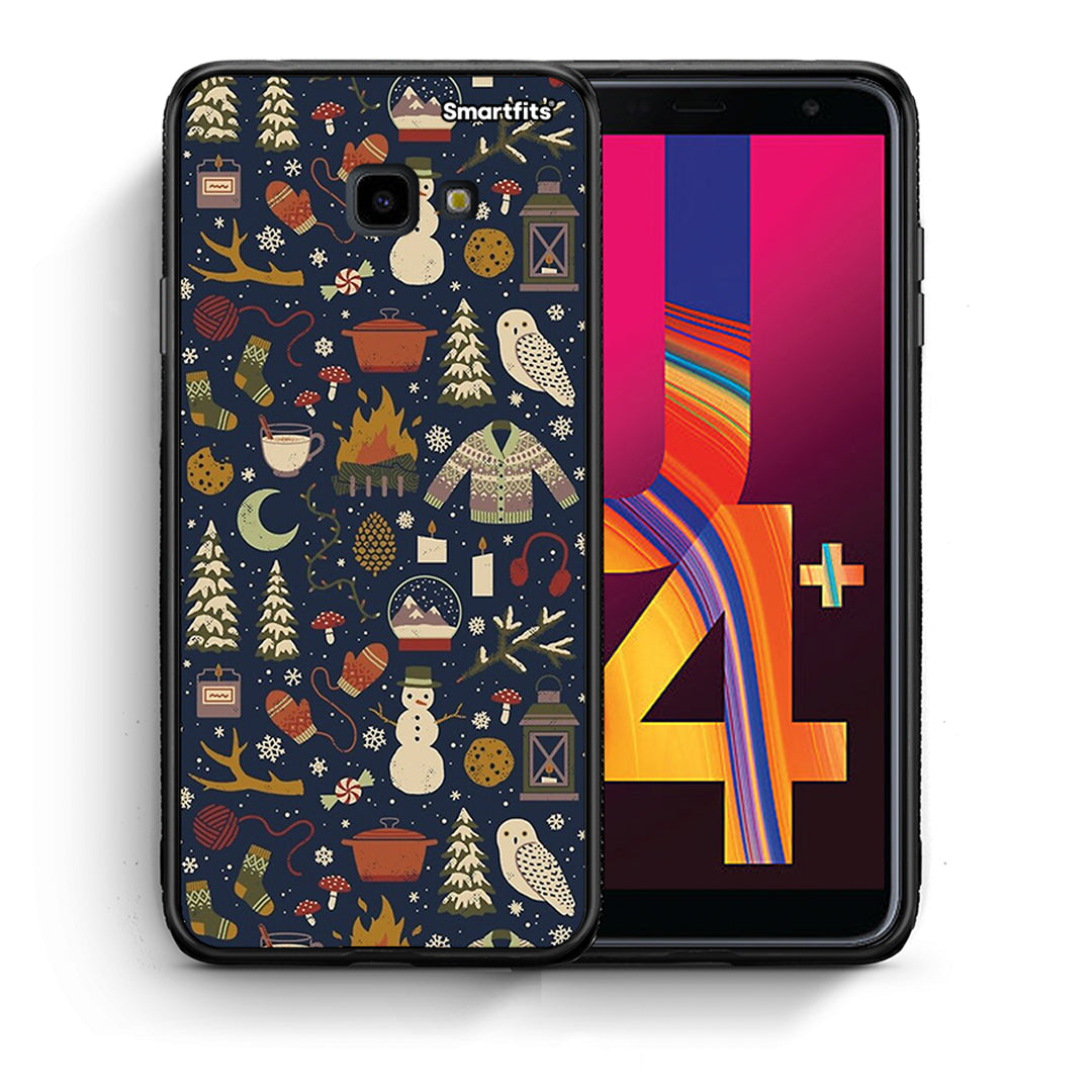 Θήκη Samsung J4 Plus Christmas Elements από τη Smartfits με σχέδιο στο πίσω μέρος και μαύρο περίβλημα | Samsung J4 Plus Christmas Elements case with colorful back and black bezels