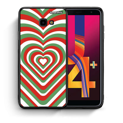 Θήκη Samsung J4 Plus Christmas Hearts από τη Smartfits με σχέδιο στο πίσω μέρος και μαύρο περίβλημα | Samsung J4 Plus Christmas Hearts case with colorful back and black bezels