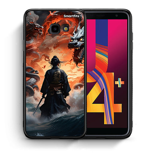 Θήκη Samsung J4 Plus Dragons Fight από τη Smartfits με σχέδιο στο πίσω μέρος και μαύρο περίβλημα | Samsung J4 Plus Dragons Fight case with colorful back and black bezels