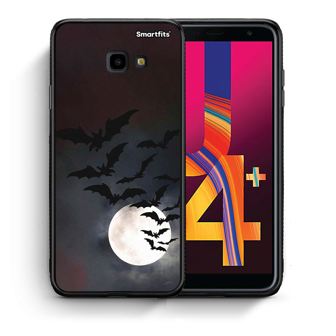 Θήκη Samsung J4 Plus Halloween Bat Night από τη Smartfits με σχέδιο στο πίσω μέρος και μαύρο περίβλημα | Samsung J4 Plus Halloween Bat Night case with colorful back and black bezels