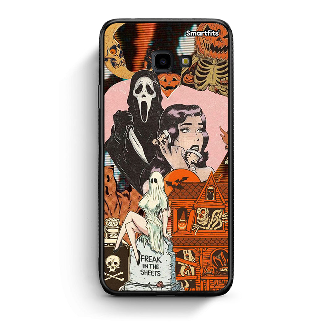Samsung J4 Plus Halloween Collage Θήκη από τη Smartfits με σχέδιο στο πίσω μέρος και μαύρο περίβλημα | Smartphone case with colorful back and black bezels by Smartfits