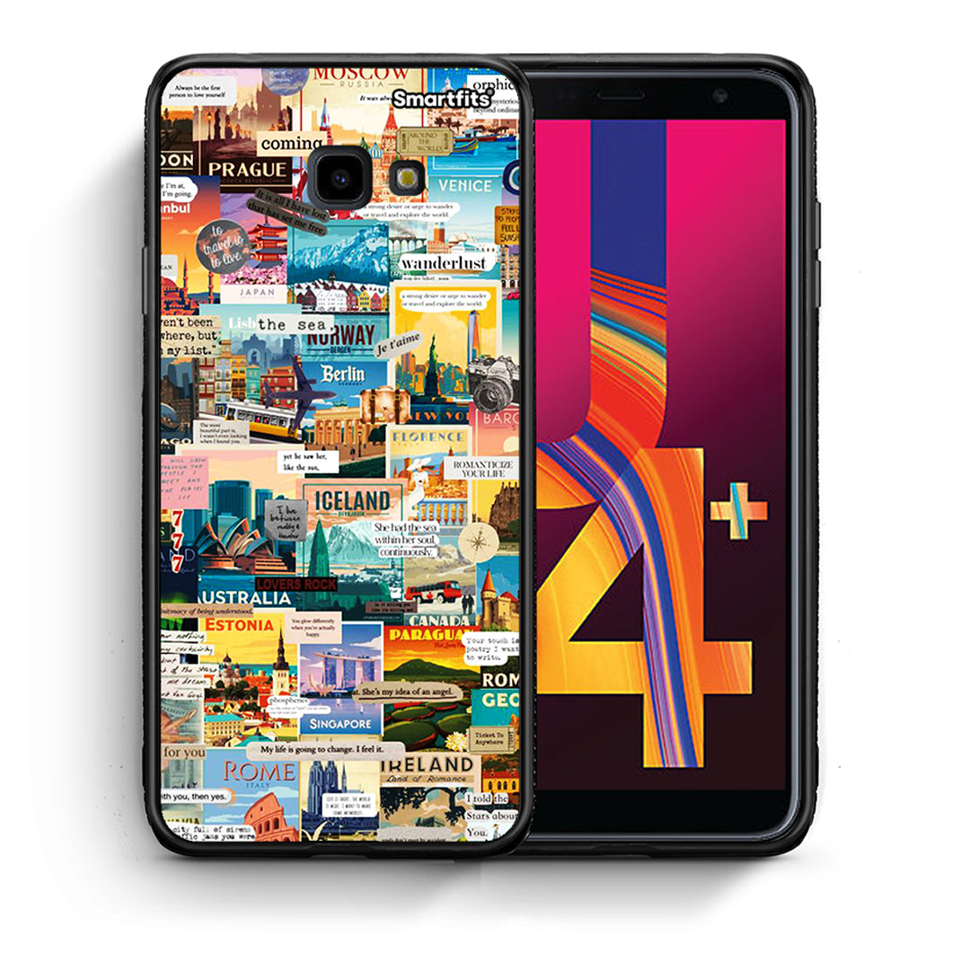 Θήκη Samsung J4 Plus Live To Travel από τη Smartfits με σχέδιο στο πίσω μέρος και μαύρο περίβλημα | Samsung J4 Plus Live To Travel case with colorful back and black bezels