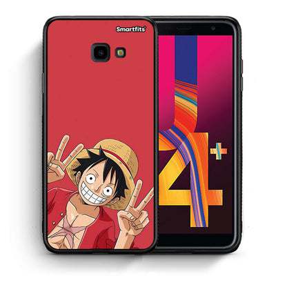 Θήκη Samsung J4 Plus Pirate Luffy από τη Smartfits με σχέδιο στο πίσω μέρος και μαύρο περίβλημα | Samsung J4 Plus Pirate Luffy case with colorful back and black bezels