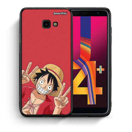 Θήκη Samsung J4 Plus Pirate Luffy από τη Smartfits με σχέδιο στο πίσω μέρος και μαύρο περίβλημα | Samsung J4 Plus Pirate Luffy case with colorful back and black bezels